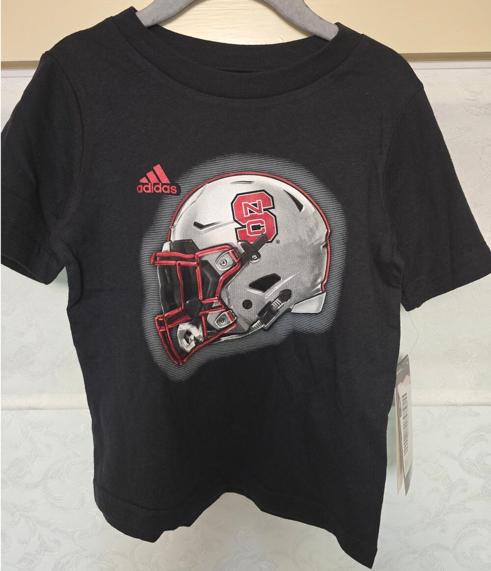 Adidas NC State Wolfpack Toddler 3T Black Football Helmet T-Shirt NWT NEW